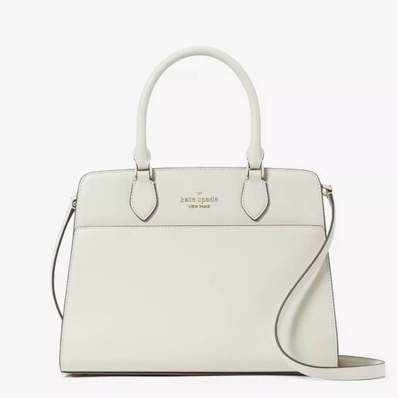 Kate Spade Madison Medium Satchel Shoulder Bag Tote Cream Meringue KC436